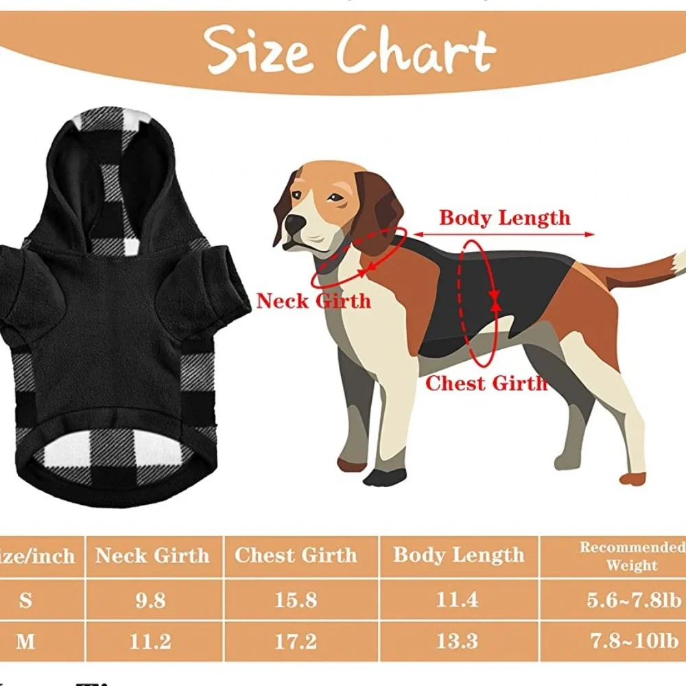 4 Pack Small Dog Sweaters Fleece Hoodies Plaid Winter Pet Clothes New